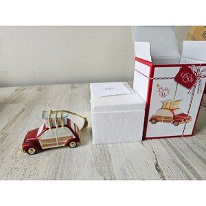 Lenox lit car porcelain skis ornament skier new Xmas tree